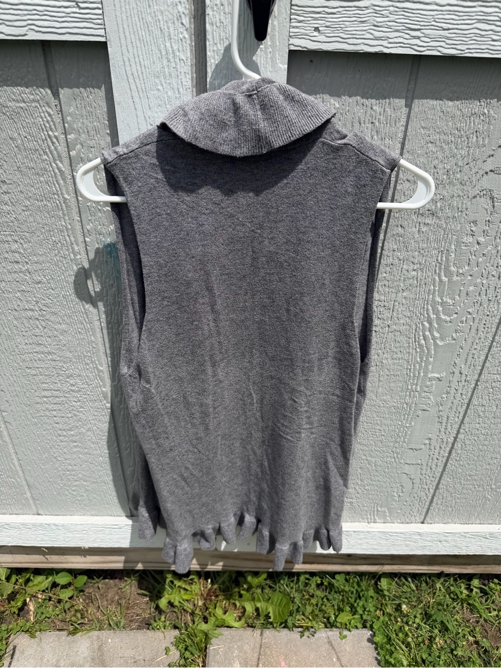 One Size / Plus: Roz & Ali Charcoal Ruffle Open-Front Vest - Picture 2 of 3